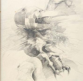 Roger Wittevrongel met een kunstwerk uit 1964