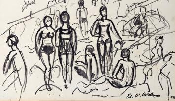 Werkje op papier van de Belgische kunstschilder Wolvens