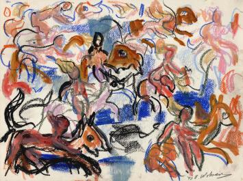 Werkje op papier van de Belgische tekenaar Wolvens