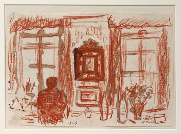 Interieur tekening van Henri Victor Wolvens