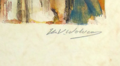 Kleurenlitho van Henri Victor Wolvens