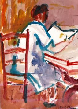 Werkje op papier van de Belgische schilder Wolvens