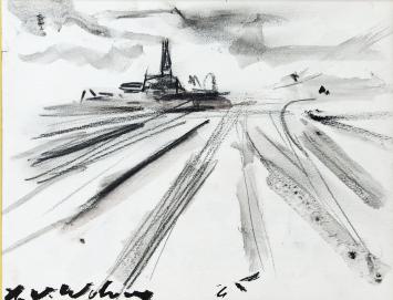 Kunstwerkje op papier van Henri Victor Wolvens