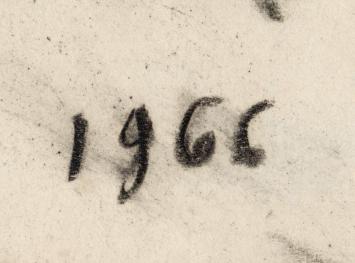 Houtskooltekening, met vrienden aan tafel 1966