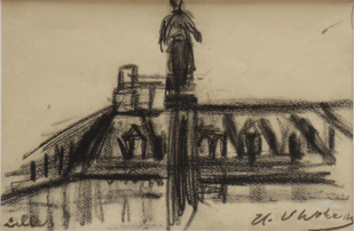 Houtskooltekening van H.V. Wolvens