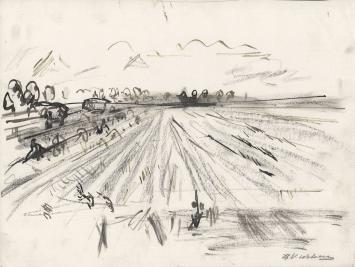 Landschap getekend door Henri Victor Wolvens