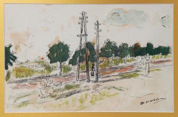 Landschap getekend door Henri Victor Wolvens