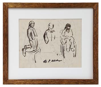 Inktekening van de Belgische artiest Henri Victor Wolvens