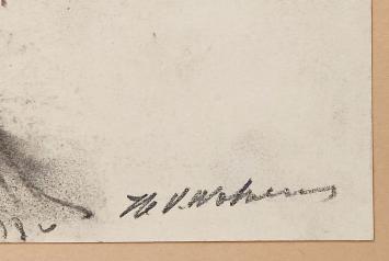 Houtskooltekening van H.V. Wolvens, Naakte dame