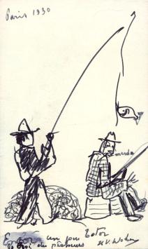 Kunstwerkje op papier van Henri Victor Wolvens uit 1930