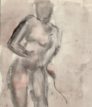 Gemengde techniek, naakte vrouw