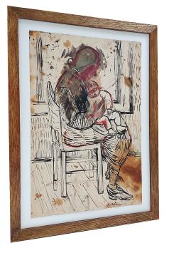 Tekening, moeder met kind