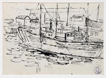 Vissersboot getekend door Henri Victor Wolvens