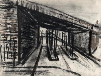 Houtskooltekening van de Belgische tekenaar Wolvens