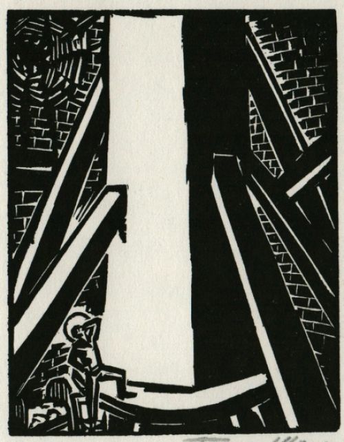 Gravure sur bois de l\'artiste belge Frans Masereel d\'après l\'oeuvre de 1928