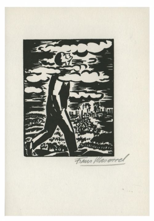 Houtsnede van Belgische kunstenaar Frans Masereel uit het werk l'oeuvre van 1928