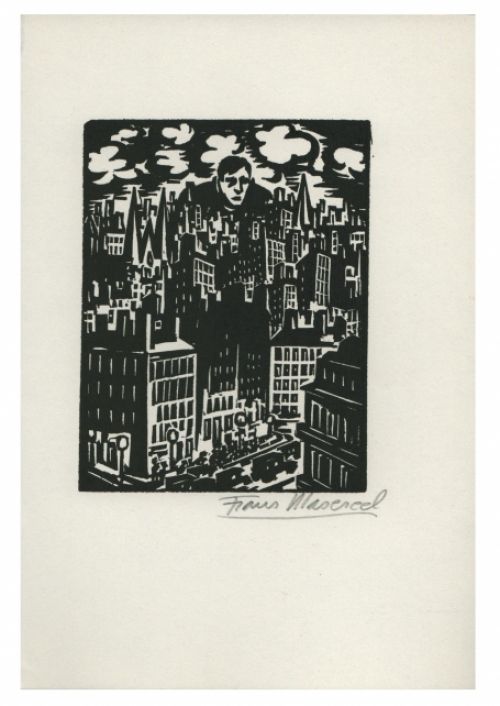 Houtsnede van Belgische kunstenaar Frans Masereel uit het werk l\'oeuvre van 1928
