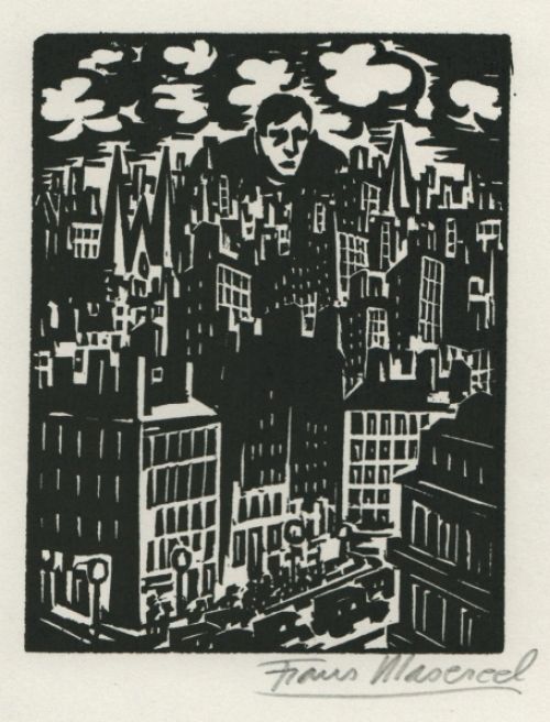 Woodcut by Belgian artist Frans Masereel from the work l\'oeuvre from 1928