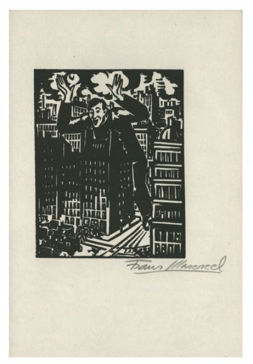 Houtsnede van Belgische kunstenaar Frans Masereel uit het werk l'oeuvre van 1928