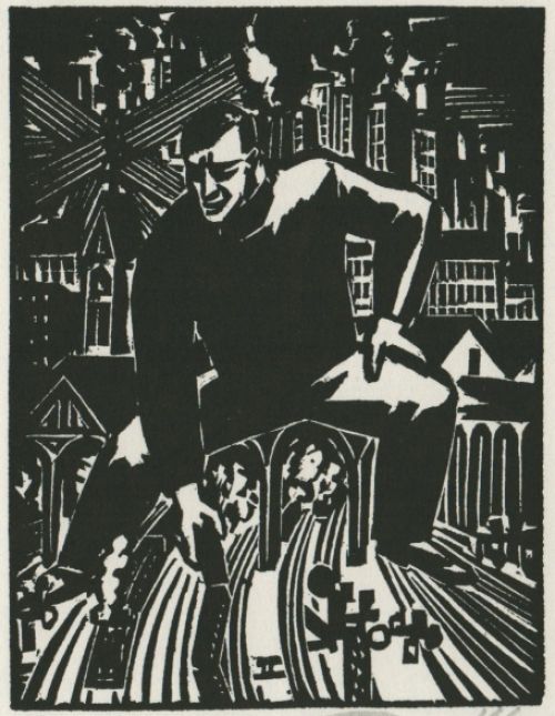 Gravure sur bois de l\'artiste belge Frans Masereel d\'après l\'oeuvre de 1928