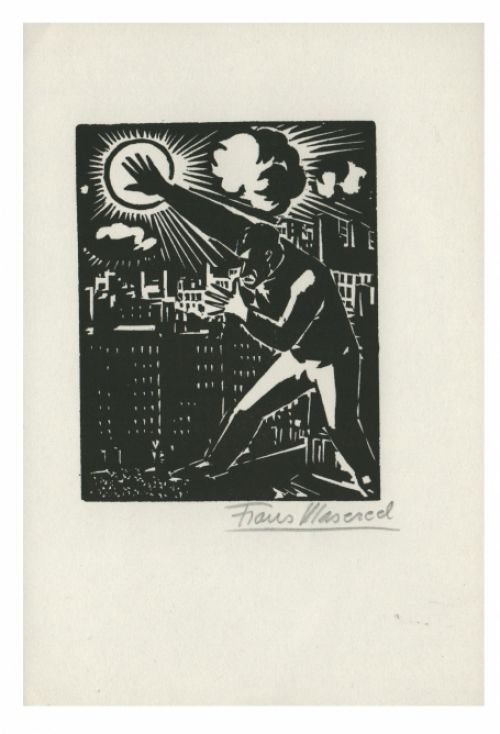 Houtsnede van Belgische kunstenaar Frans Masereel uit het werk l'oeuvre van 1928
