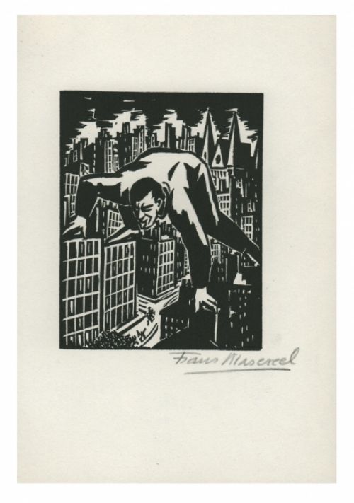 Houtsnede van Belgische kunstenaar Frans Masereel uit het werk l'oeuvre van 1928