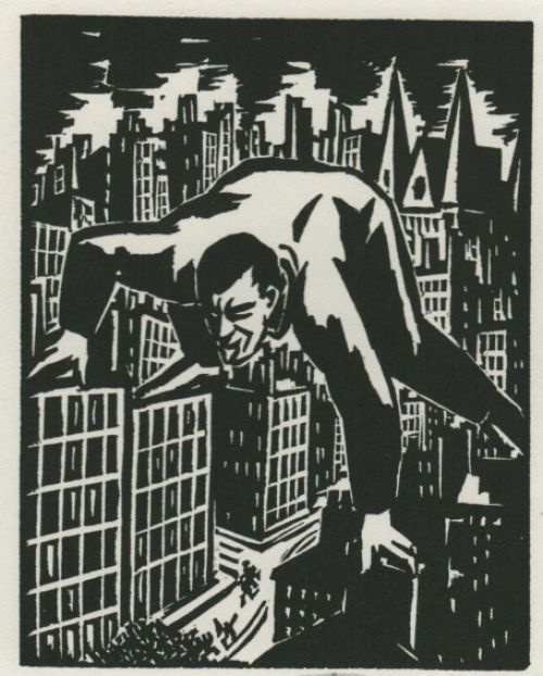 Gravure sur bois de l'artiste belge Frans Masereel d'après l'oeuvre de 1928