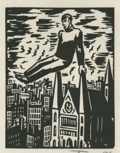 Original woodcut by the Belgian artist Frans Masereel. This is the 21st image, woodcut