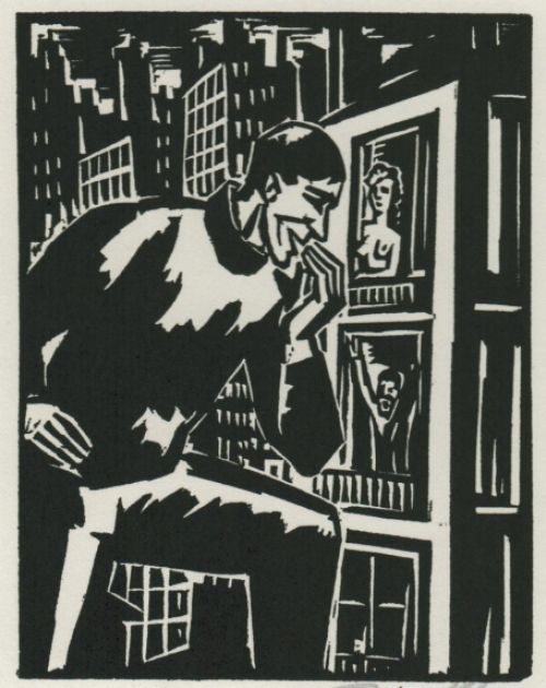 Gravure sur bois de l\'artiste belge Frans Masereel d\'après l\'oeuvre de 1928
