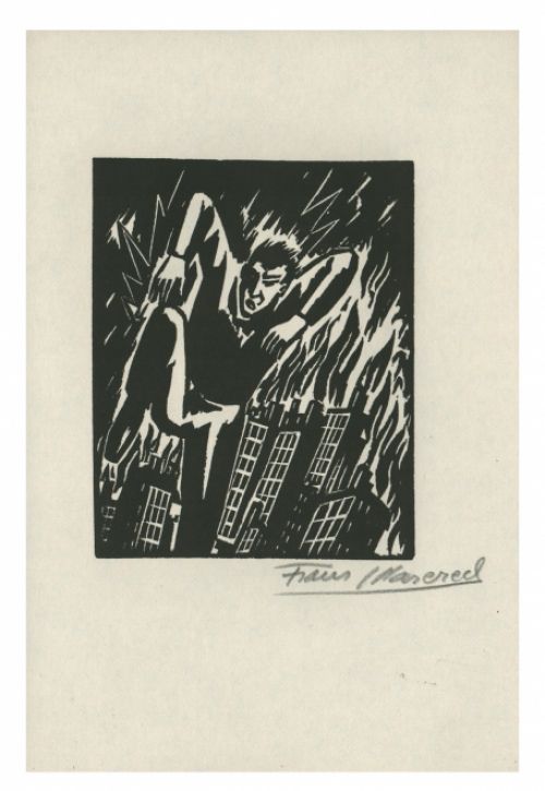 Houtgravure van Belgische kunstenaar Frans Masereel uit het werk l'oeuvre van 1928