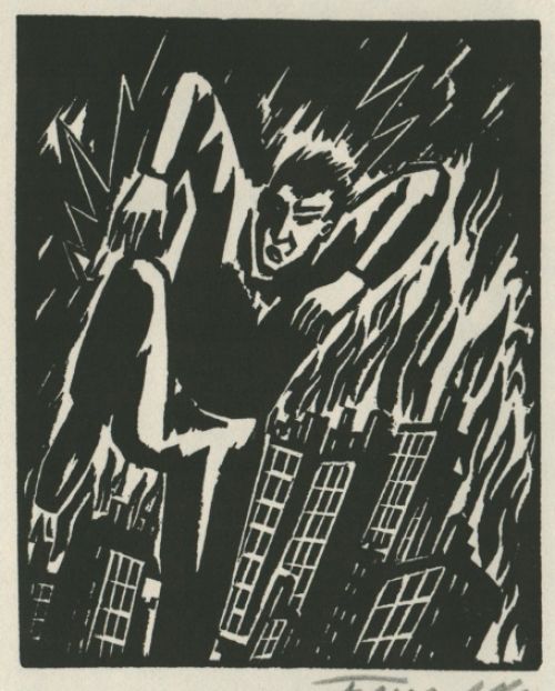 Gravure sur bois de l'artiste belge Frans Masereel d'après l'oeuvre de 1928