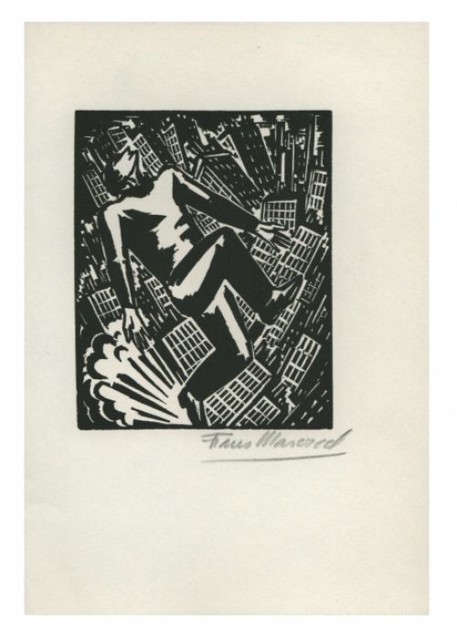 Houtgravure van Belgische kunstenaar Frans Masereel uit het werk l'oeuvre van 1928