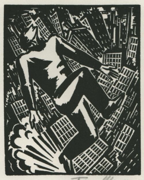 Gravure sur bois de l'artiste belge Frans Masereel d'après l'oeuvre de 1928
