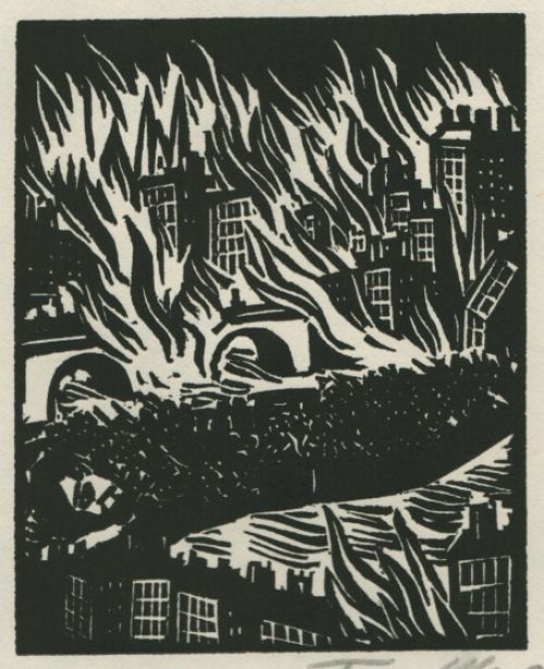 Gravure sur bois de l'artiste belge Frans Masereel d'après l'oeuvre de 1928