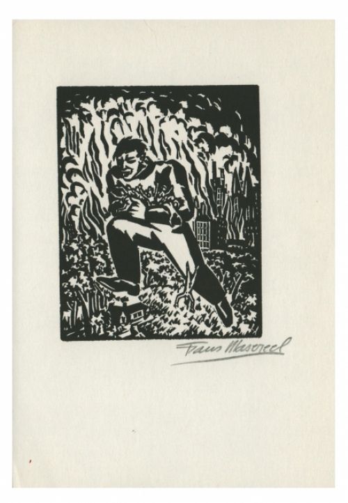 Houtgravure van Belgische kunstenaar Frans Masereel uit het werk l'oeuvre van 1928
