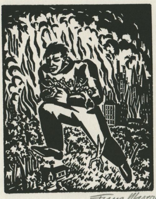 Gravure sur bois de l'artiste belge Frans Masereel d'après l'oeuvre de 1928