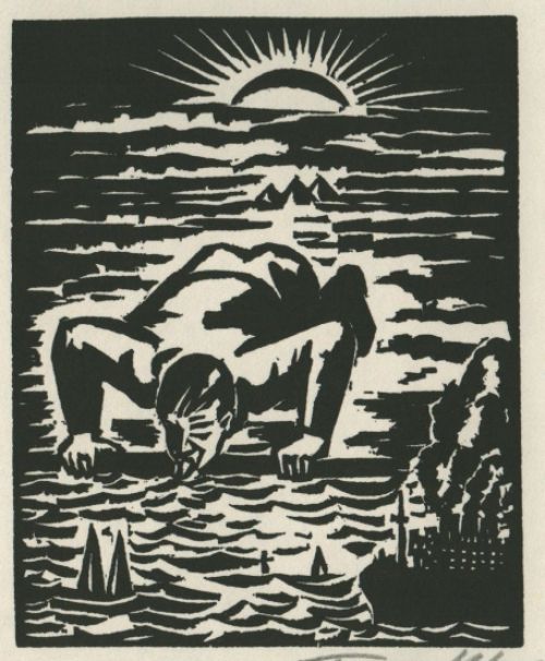 Gravure sur bois de l'artiste belge Frans Masereel d'après l'oeuvre de 1928