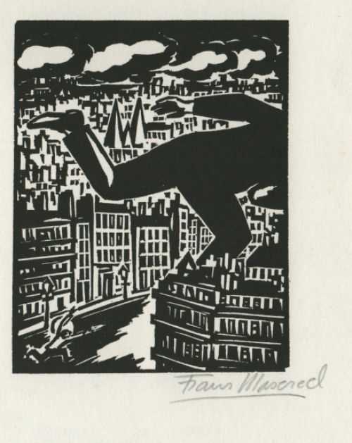 Houtsnede van de Belgische kunstenaar Frans Masereel uit L'oeuvre 1928