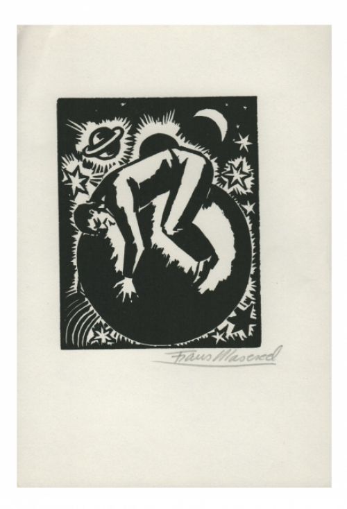 Houtgravure van Belgische kunstenaar Frans Masereel uit het werk l\'oeuvre van 1928