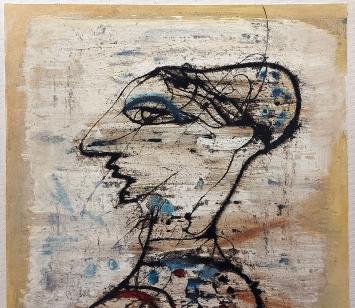 Willem van Hecke met een ingekaderd kunstwerk