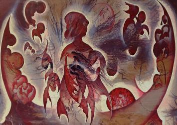 Kunstwerk op papier van de Waalse kunstenaar Delporte