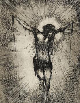 Eugeen Yoors met Christus aan het kruis