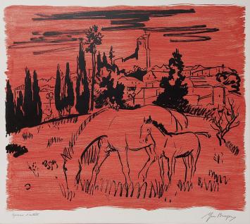 Yves Brayer met een litho