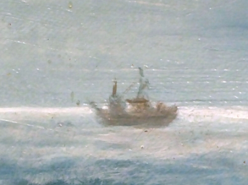 Antoon Luyckx  met een zeezicht geschilderd in 2000