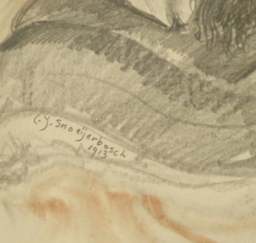 Tekening van Hollandse kunstenaar C. Snoeijerbosch