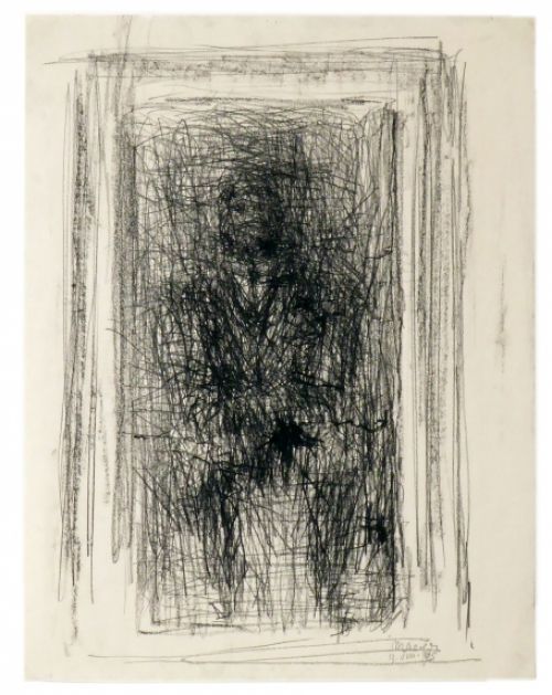 Marcel Maeyer 1965 zittende man met das