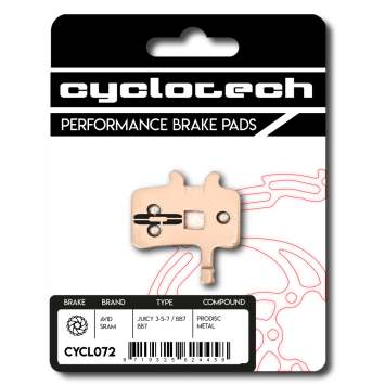 Avid Juicy 3 - 5 - 7 und BB7 Sinter Bremsbeläge, Cyclotech Prodisc Metal.
