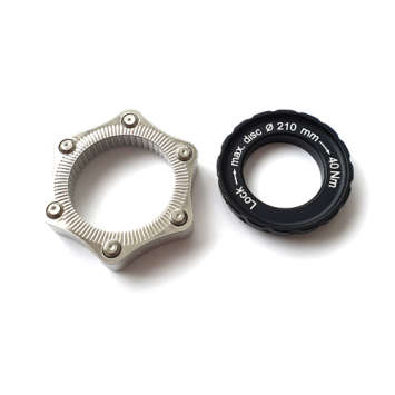 Cyclotech Bremsscheibenadapter 6-Loch auf Center Lock, Thru Axle