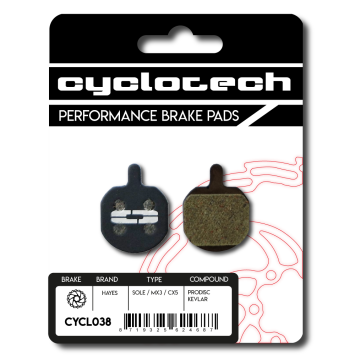 Hayes Sole - MX3 - CX5 Organische Bremsbeläge, Cyclotech Prodisc Kevlar