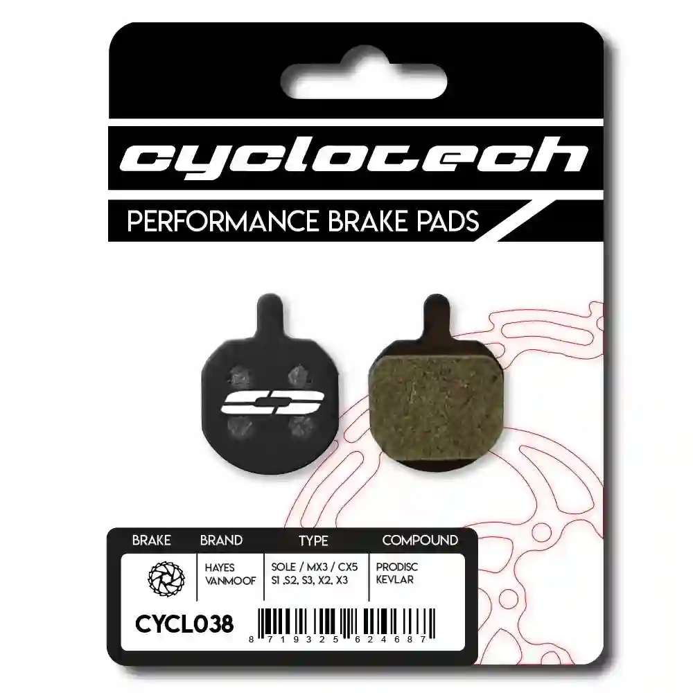 Hayes Sole - MX3 - CX5 organische Bremsbeläge, Cyclotech Prodisc Kevlar,
